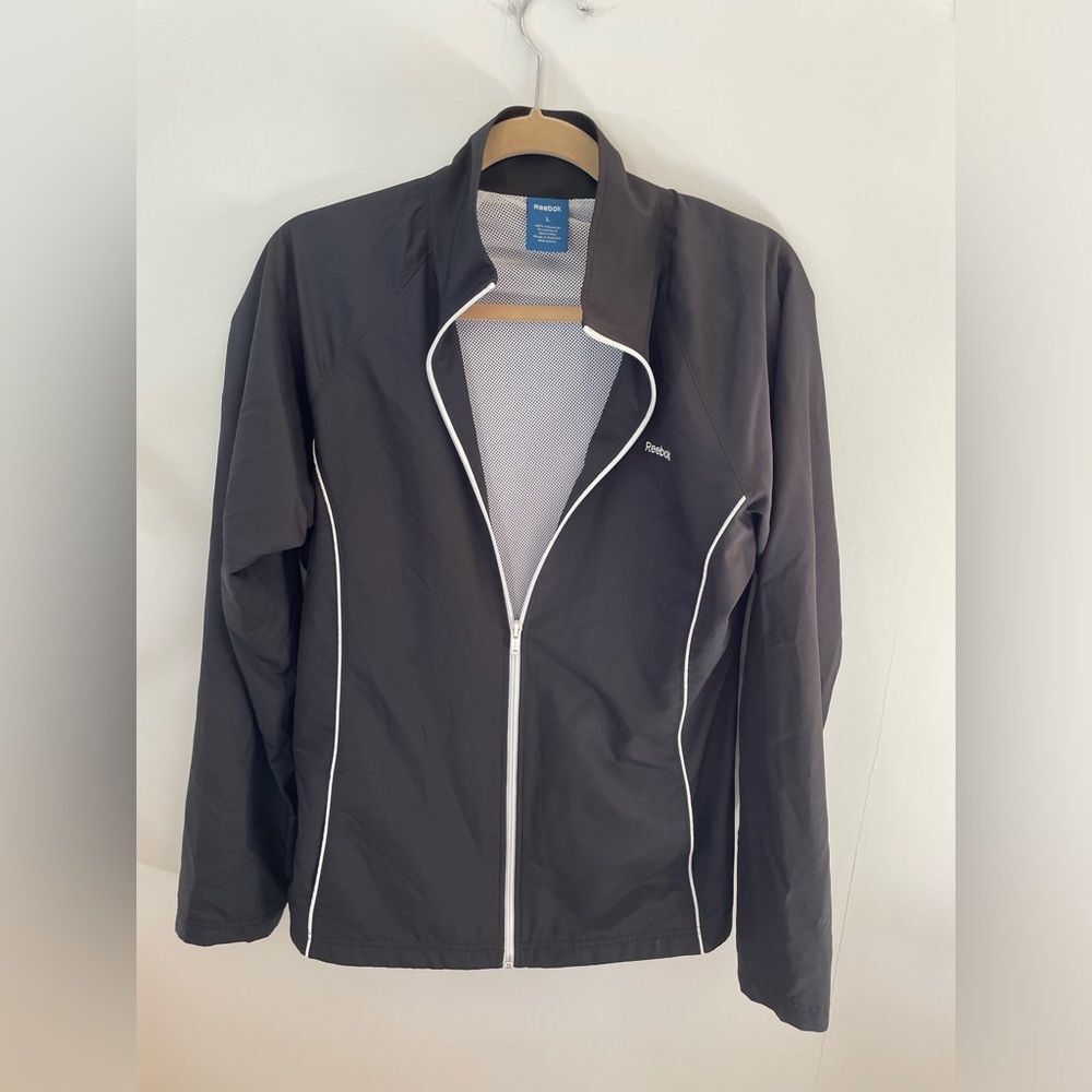 Reebok Womens large Full Zip Jacket Front Pockets Logo Activewear